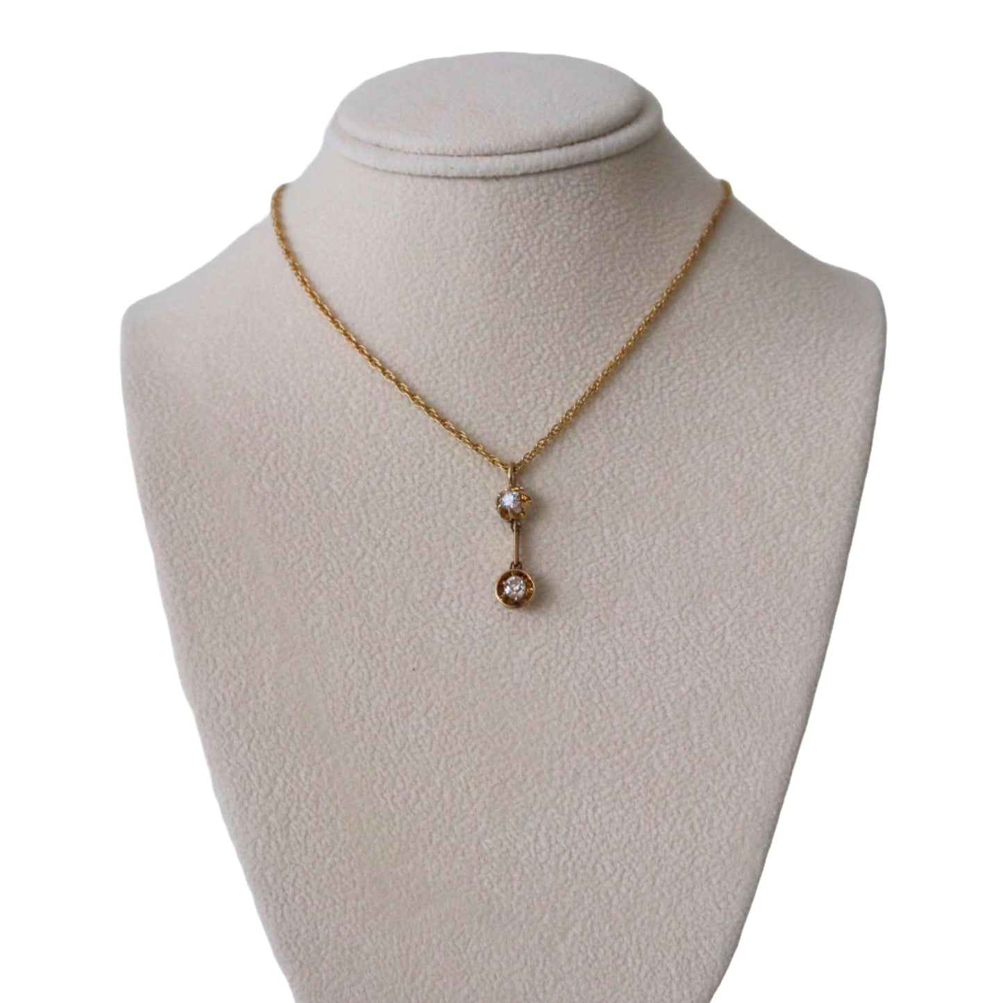 Antique Diamond 14k Yellow Gold Buttercup Pendant Necklace