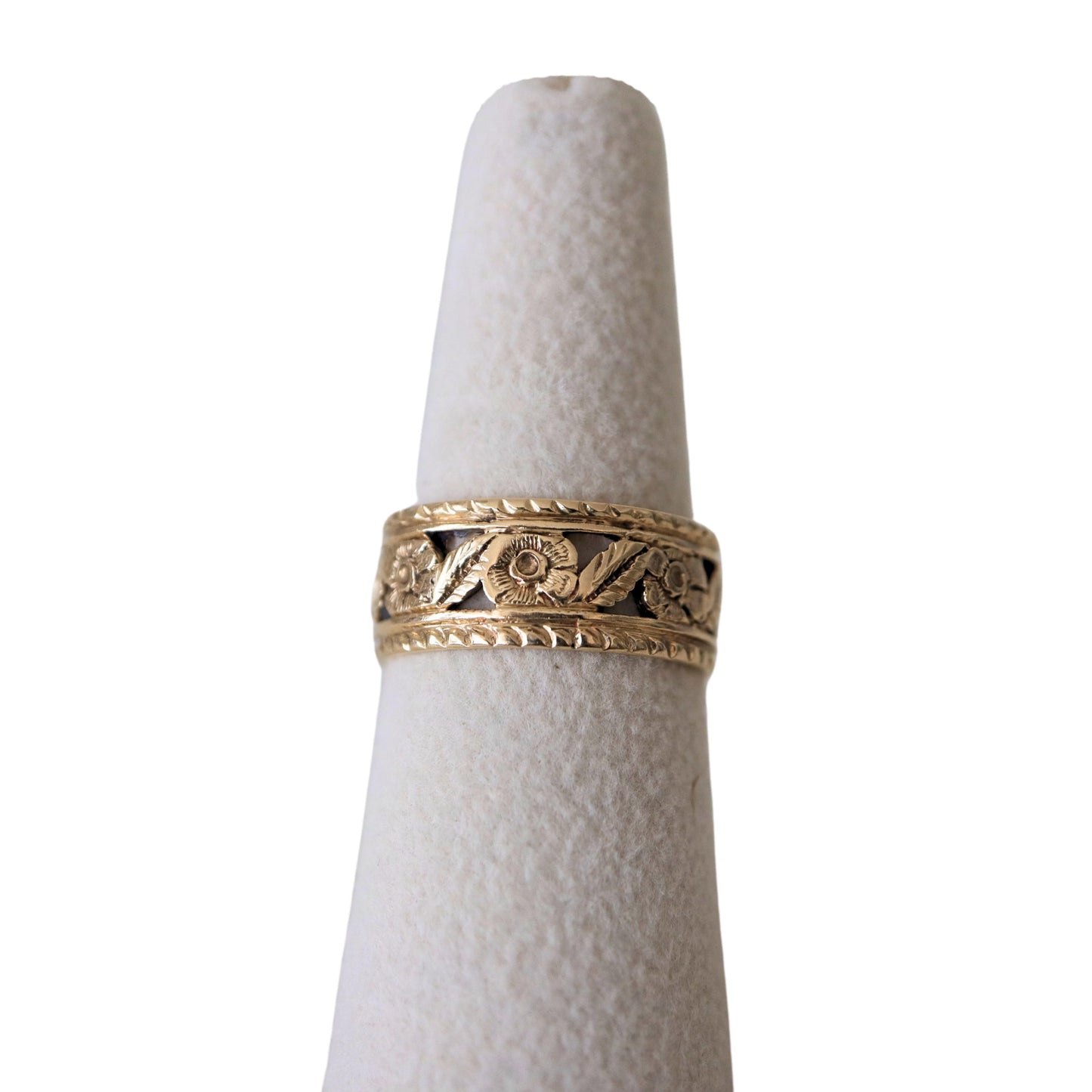 Art Deco 14k Yellow Gold Floral Band Ring