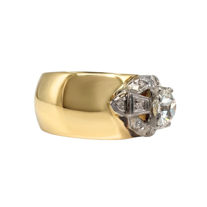 Art Deco Diamond 14k Gold Platinum Cigar Band Ring