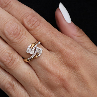 Vintage Diamond 14k Yellow Gold Bypass Ring