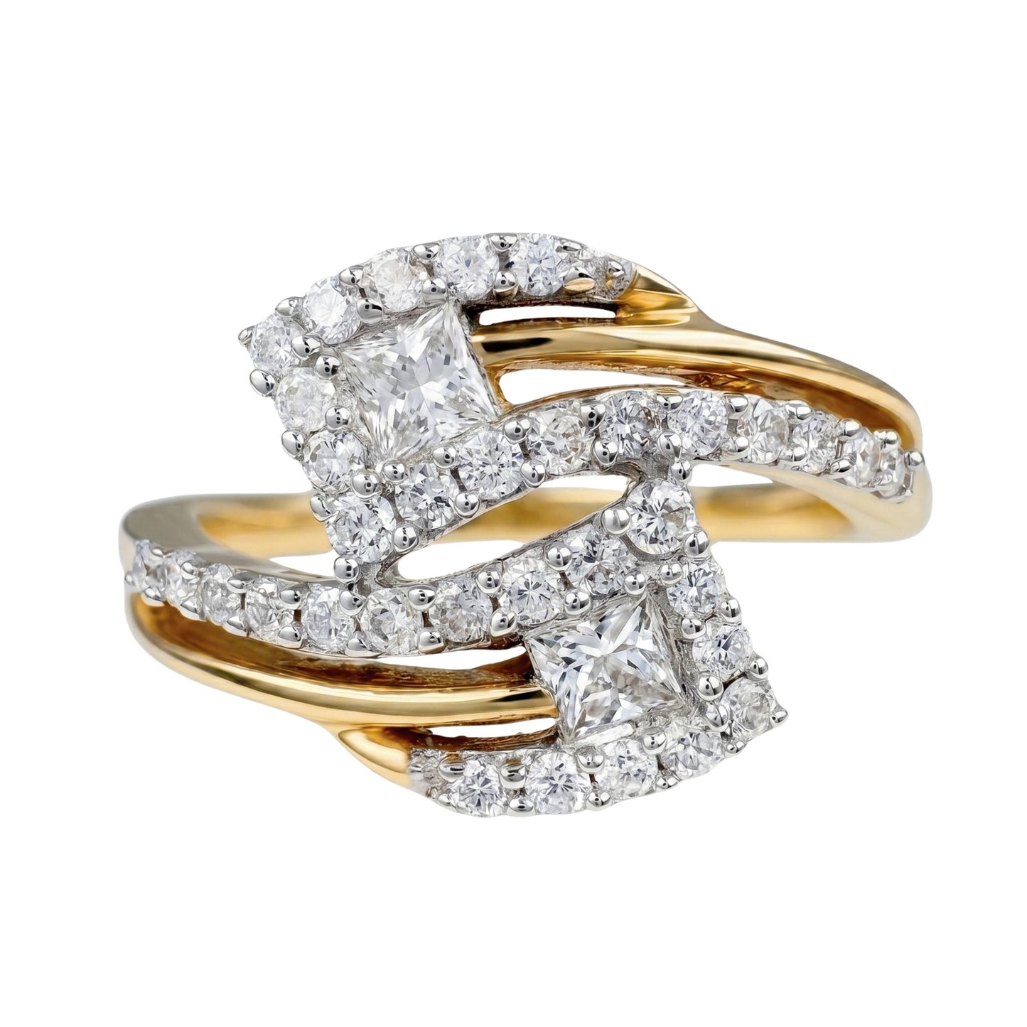 Vintage Diamond 14k Yellow Gold Bypass Ring