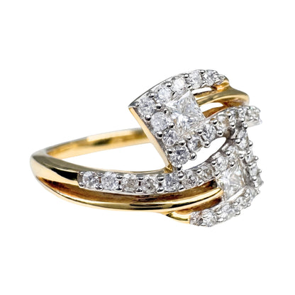 Vintage Diamond 14k Yellow Gold Bypass Ring