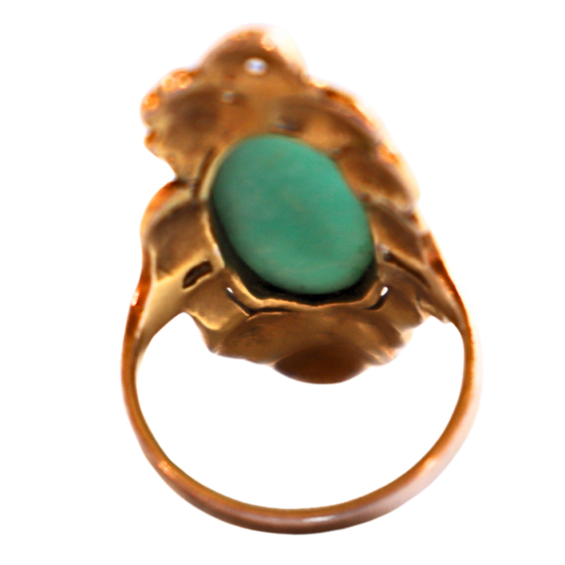 Art Nouveau Amazonite 10k Yellow Gold Ring