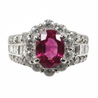 Vintage Ruby Diamond Platinum Ring