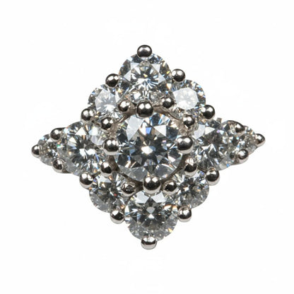 Vintage Diamond 18k White Gold Cluster Ring