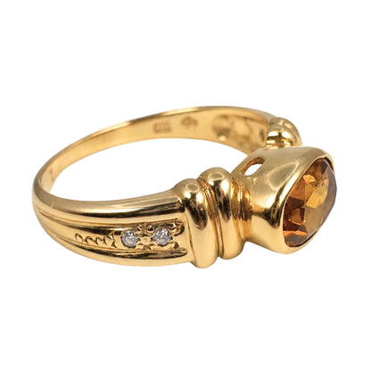 Contemporary Citrine Diamond 18k Yellow Gold Ring