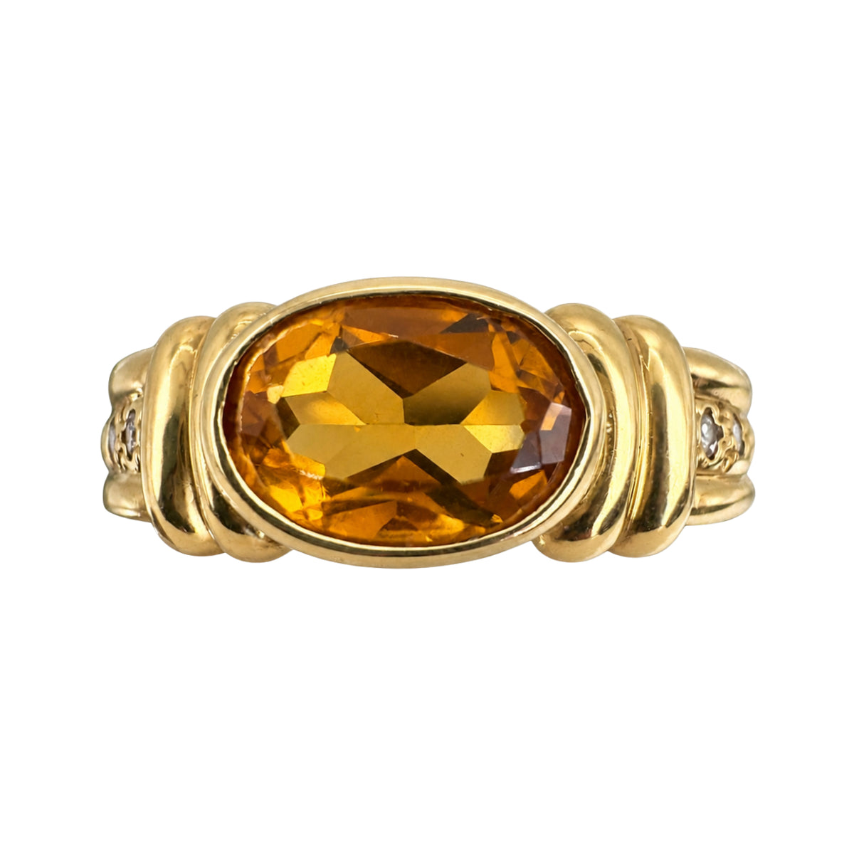 Contemporary Citrine Diamond 18k Yellow Gold Ring