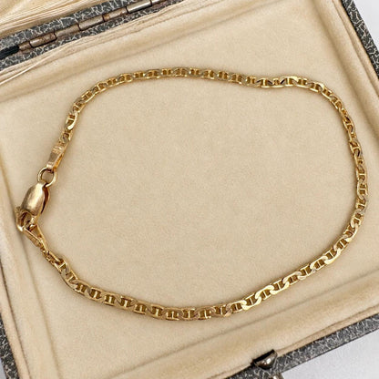 Vintage Italian 14k Yellow Gold Flat Mariner Bracelet