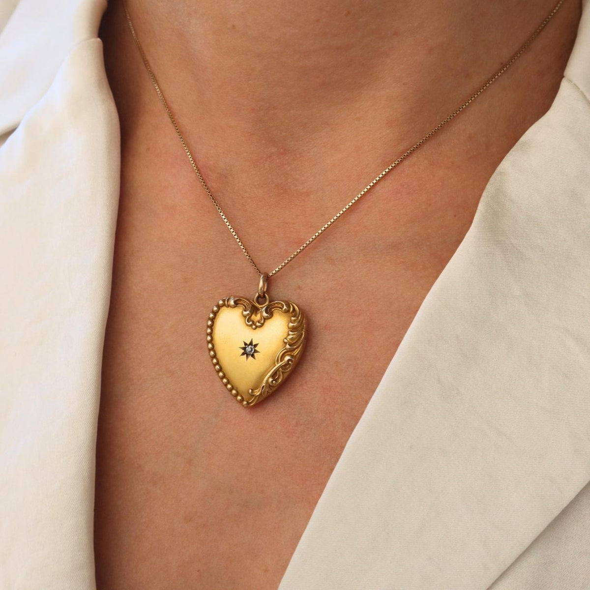 Victorian Diamond 10k Yellow Gold Heart Locket