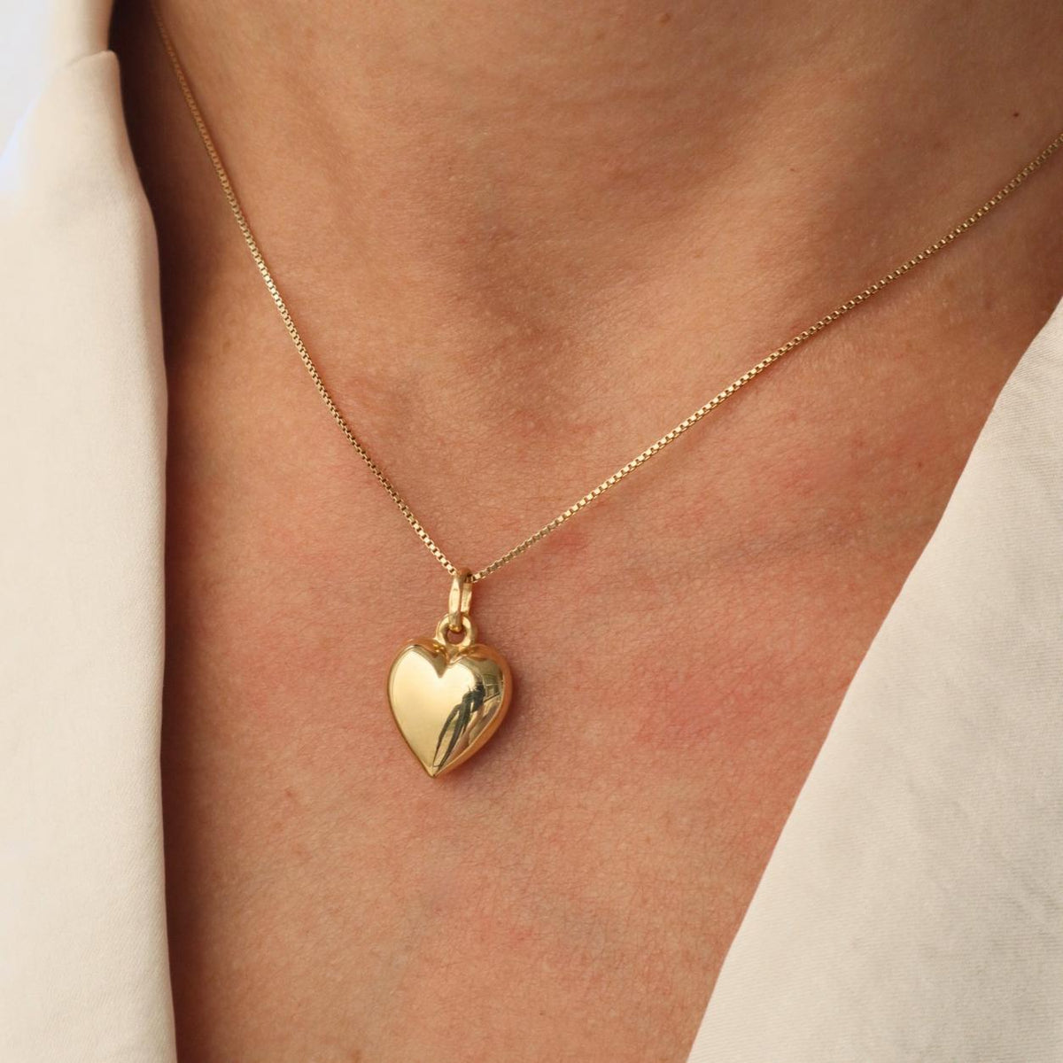 Vintage French 18k Yellow Gold Puffy Heart Charm