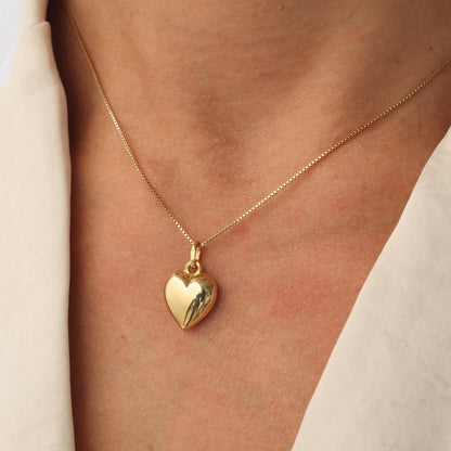 Vintage French 18k Yellow Gold Puffy Heart Charm