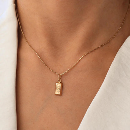 Vintage Italian 14k Yellow Gold Bar Charm