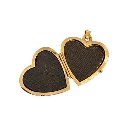 Mid Century 14k Yellow Gold Flower Heart Locket