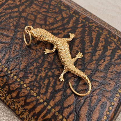 Vintage 14k Yellow Gold Lizard Charm