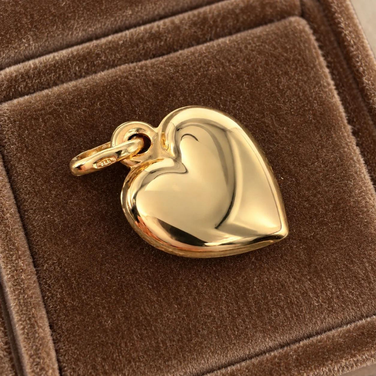 Vintage French 18k Yellow Gold Puffy Heart Charm