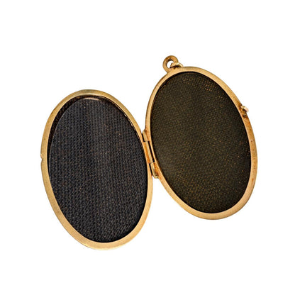 Mid Century 14k Yellow Gold Oval Locket