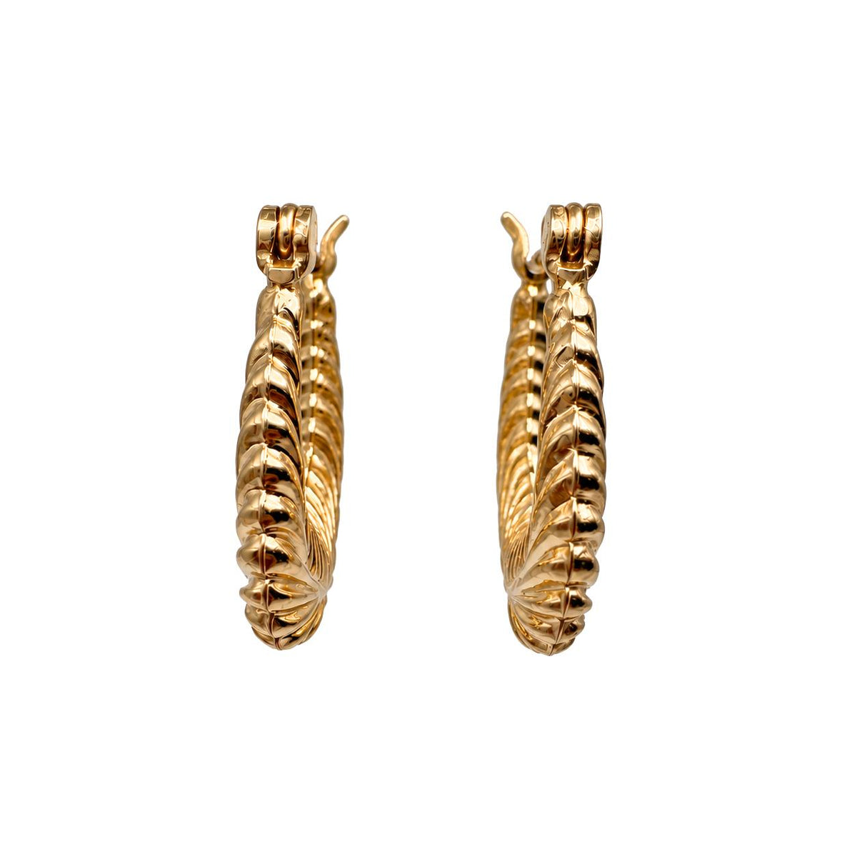 Vintage 14k Yellow Gold Fancy Hoops