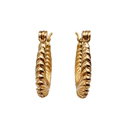Vintage 14k Yellow Gold Fancy Hoops
