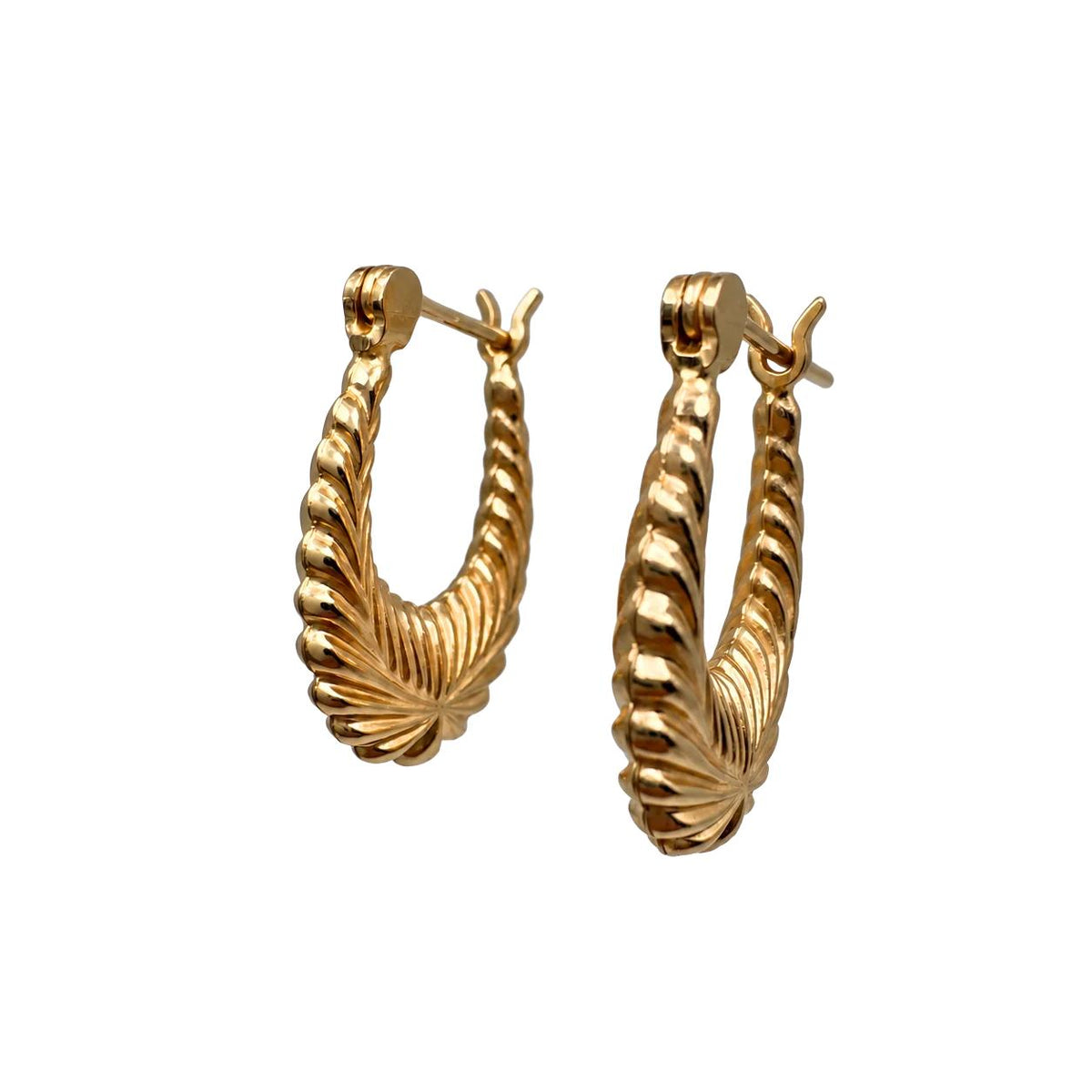 Vintage 14k Yellow Gold Fancy Hoops