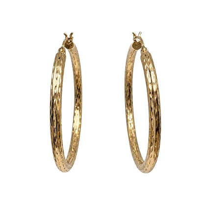 Vintage 10k Yellow Gold Hammered Hoops