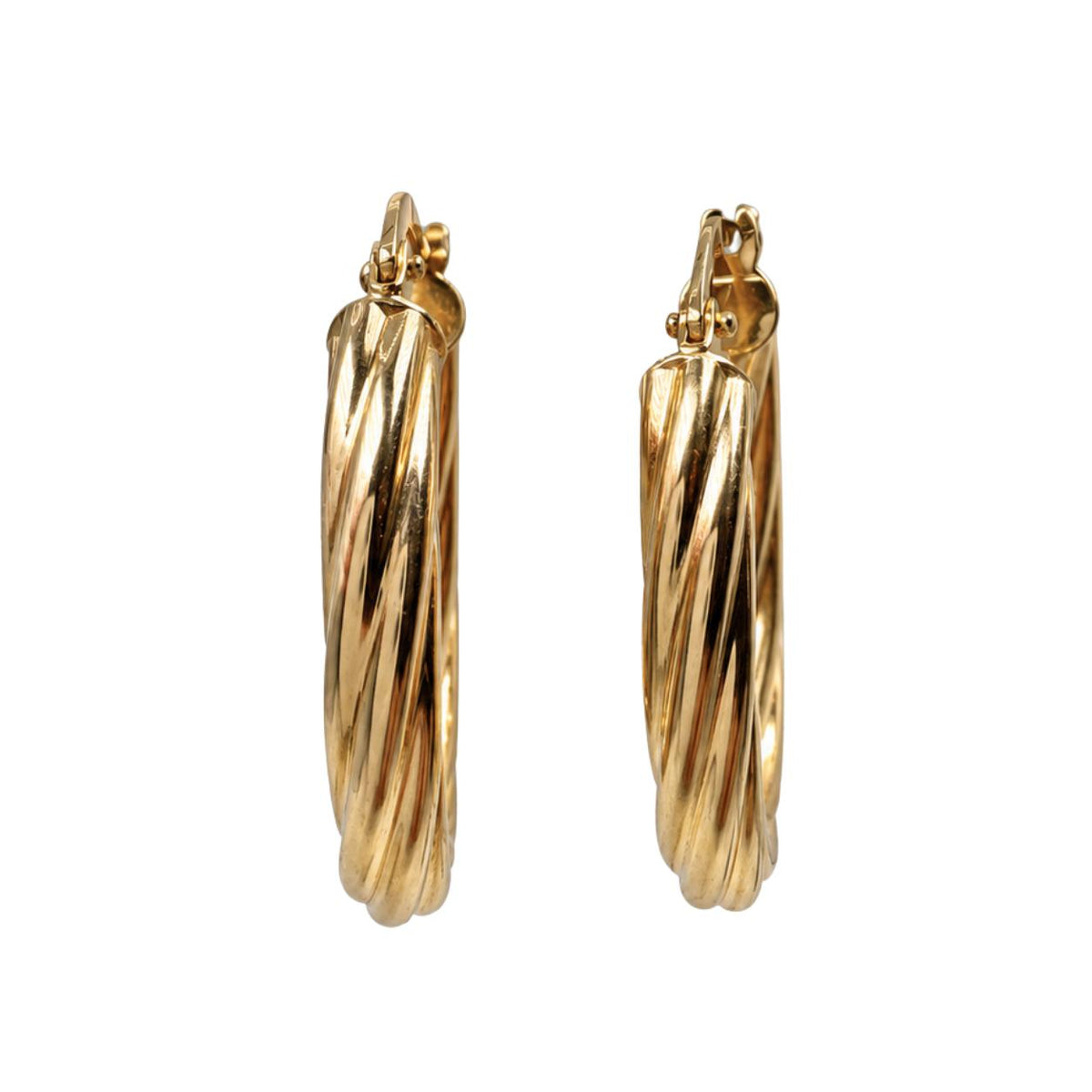 Vintage Italian 14k Yellow Gold Twist Hoops