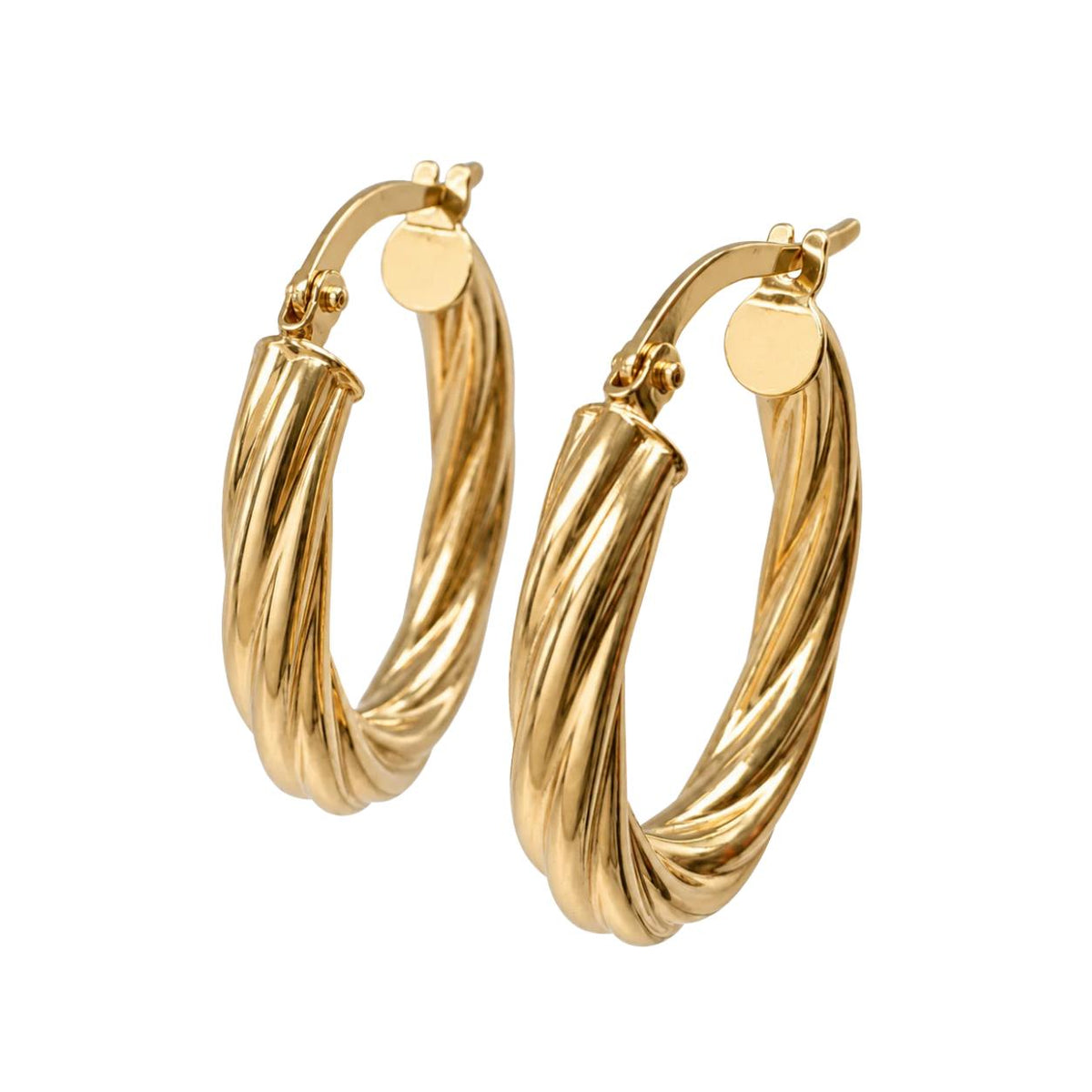 Vintage Italian 14k Yellow Gold Twist Hoops