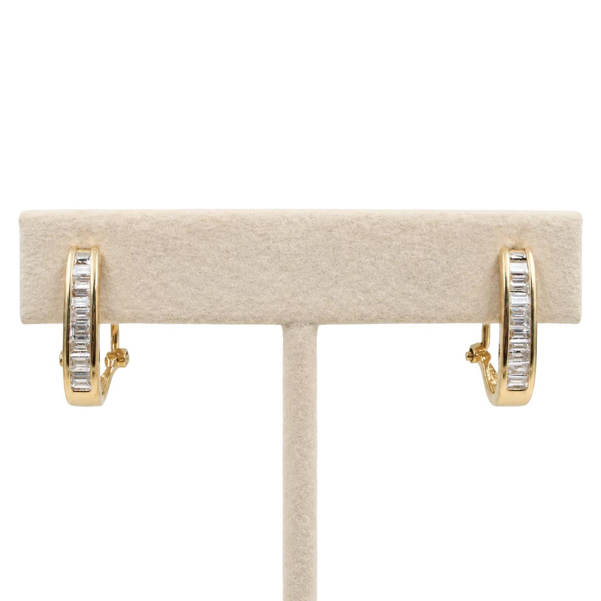 Vintage Diamond 14k Yellow Gold Channel Set Earrings