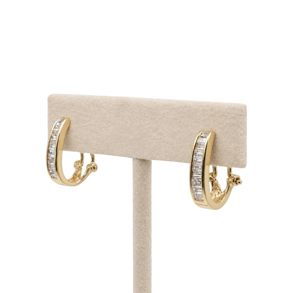 Vintage Diamond 14k Yellow Gold Channel Set Earrings