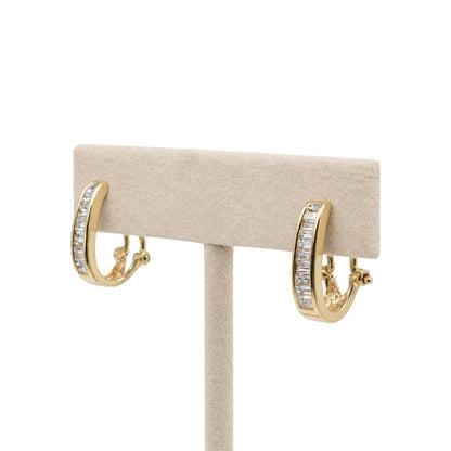 Vintage Diamond 14k Yellow Gold Channel Set Earrings