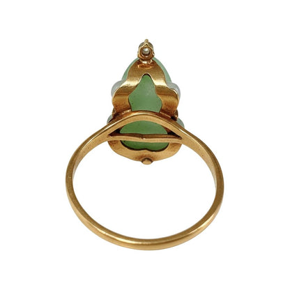 Vintage Jade Diamond 18k Yellow Gold Money Toad Ring
