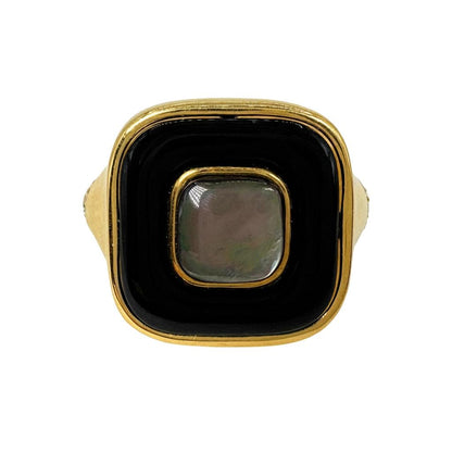 Contemporary Diamond Mother of Pearl Onyx 18k Flip Ring