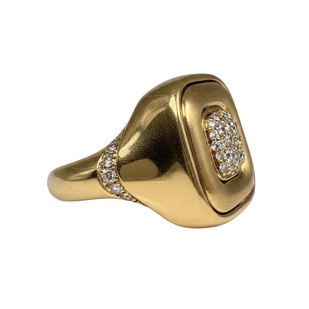 Contemporary Diamond Mother of Pearl Onyx 18k Flip Ring