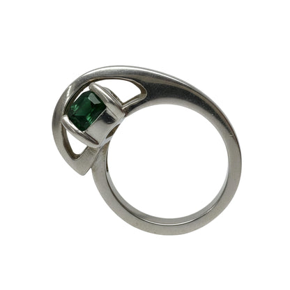 Vintage Tourmaline Diamond 14 White Gold Bypass Ring
