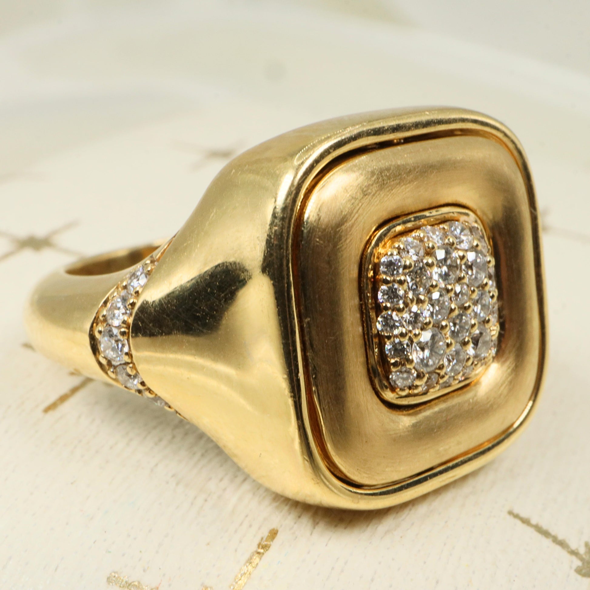 Contemporary Diamond Mother of Pearl Onyx 18k Flip Ring