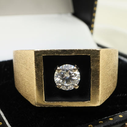 Vintage Diamond 14k Yellow Gold Signet Ring