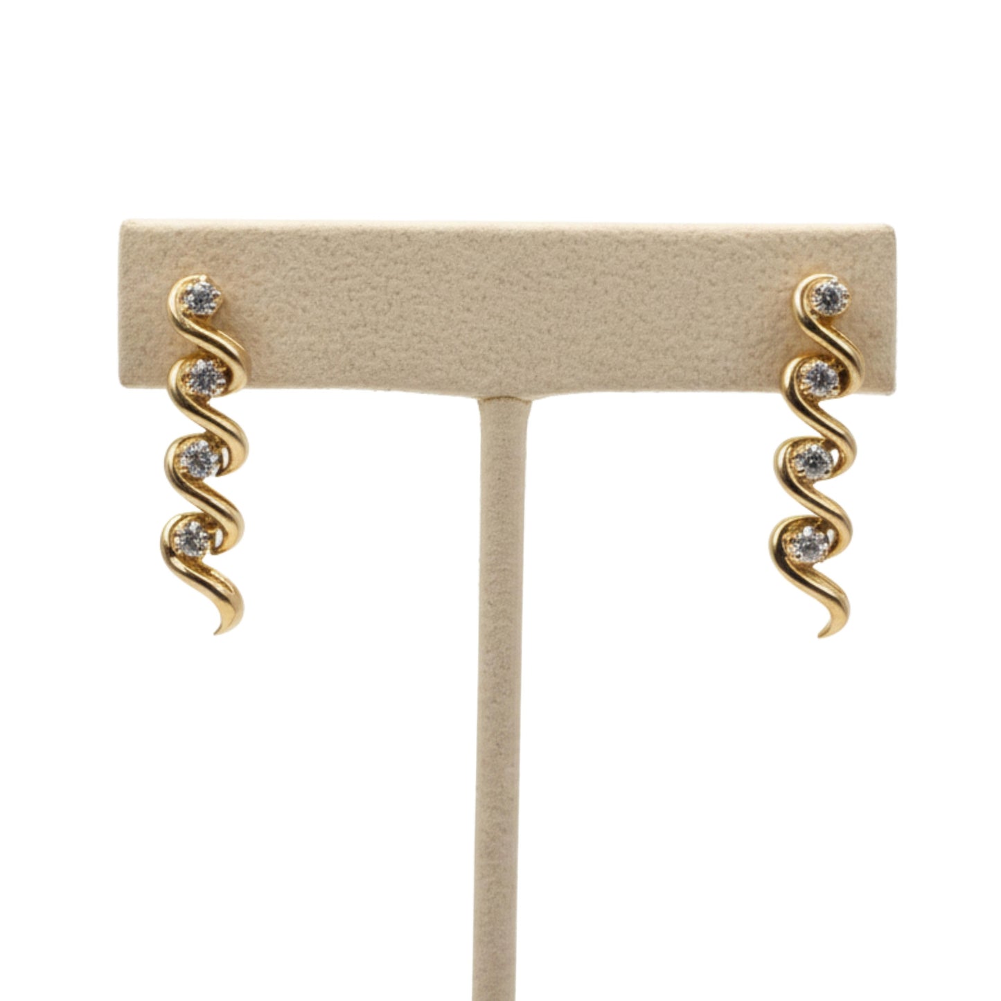 Vintage Diamond 14k Yellow Gold Dangle Earrings