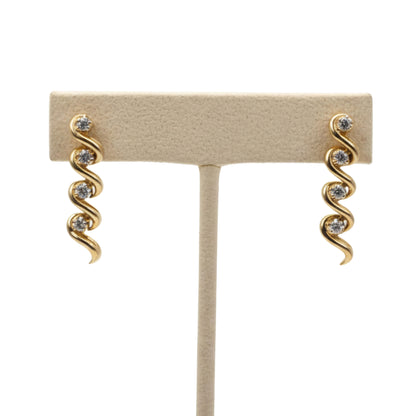 Vintage Diamond 14k Yellow Gold Dangle Earrings