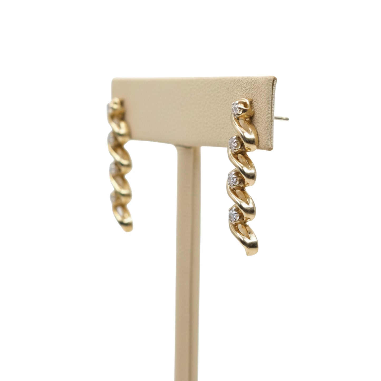 Vintage Diamond 14k Yellow Gold Dangle Earrings