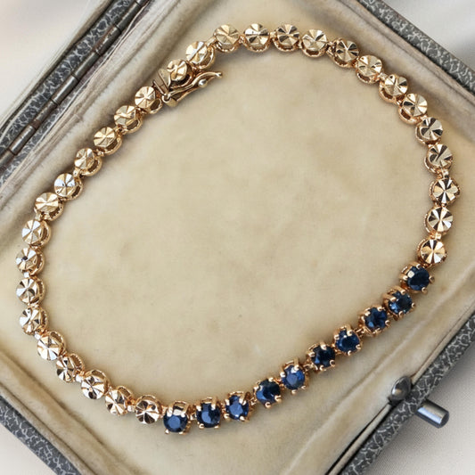 Vintage Sapphire 14k Yellow Gold Bracelet