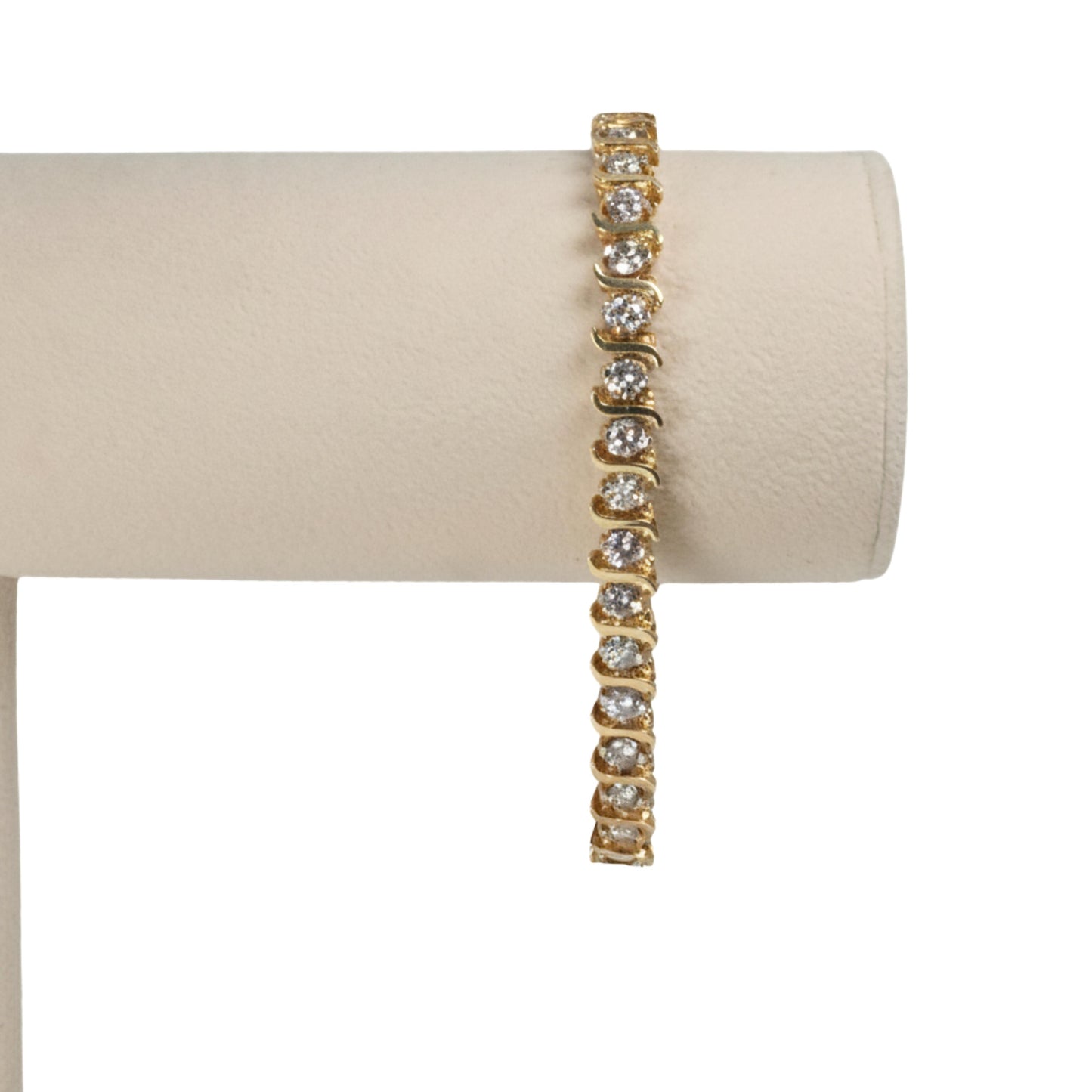 Vintage 5.25 Total Carat Diamond 14k S-Link Tennis Bracelet