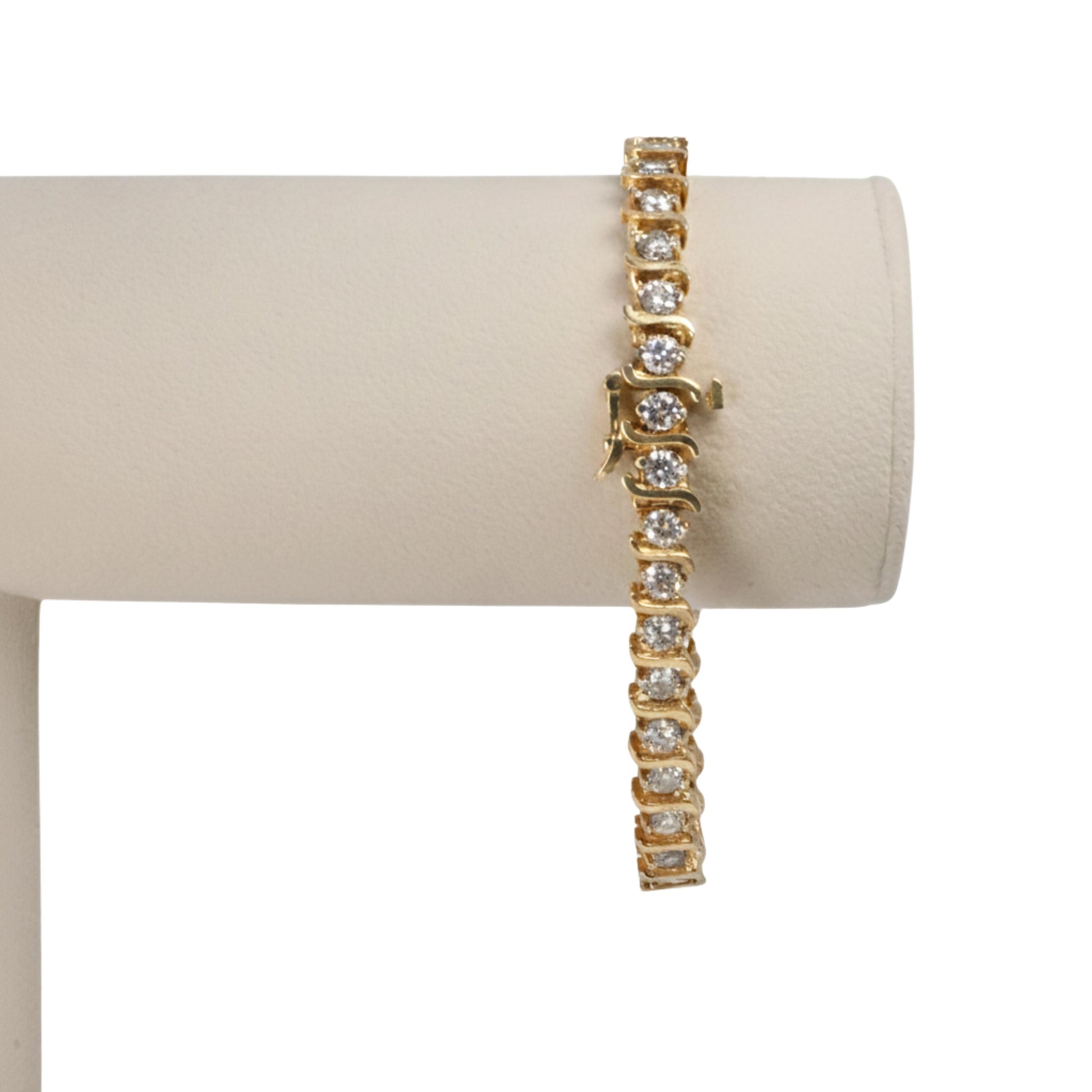 Vintage 5.25 Total Carat Diamond 14k S-Link Tennis Bracelet