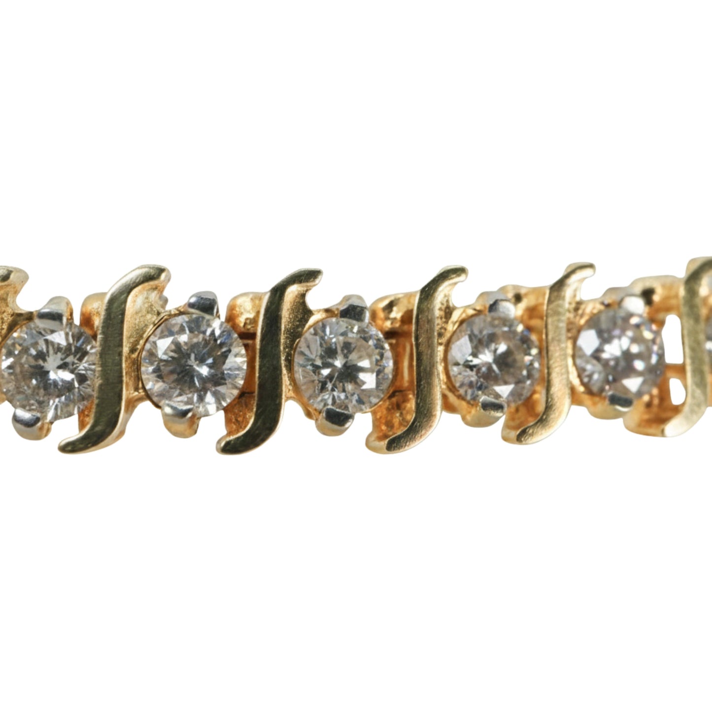 Vintage 5.25 Total Carat Diamond 14k S-Link Tennis Bracelet
