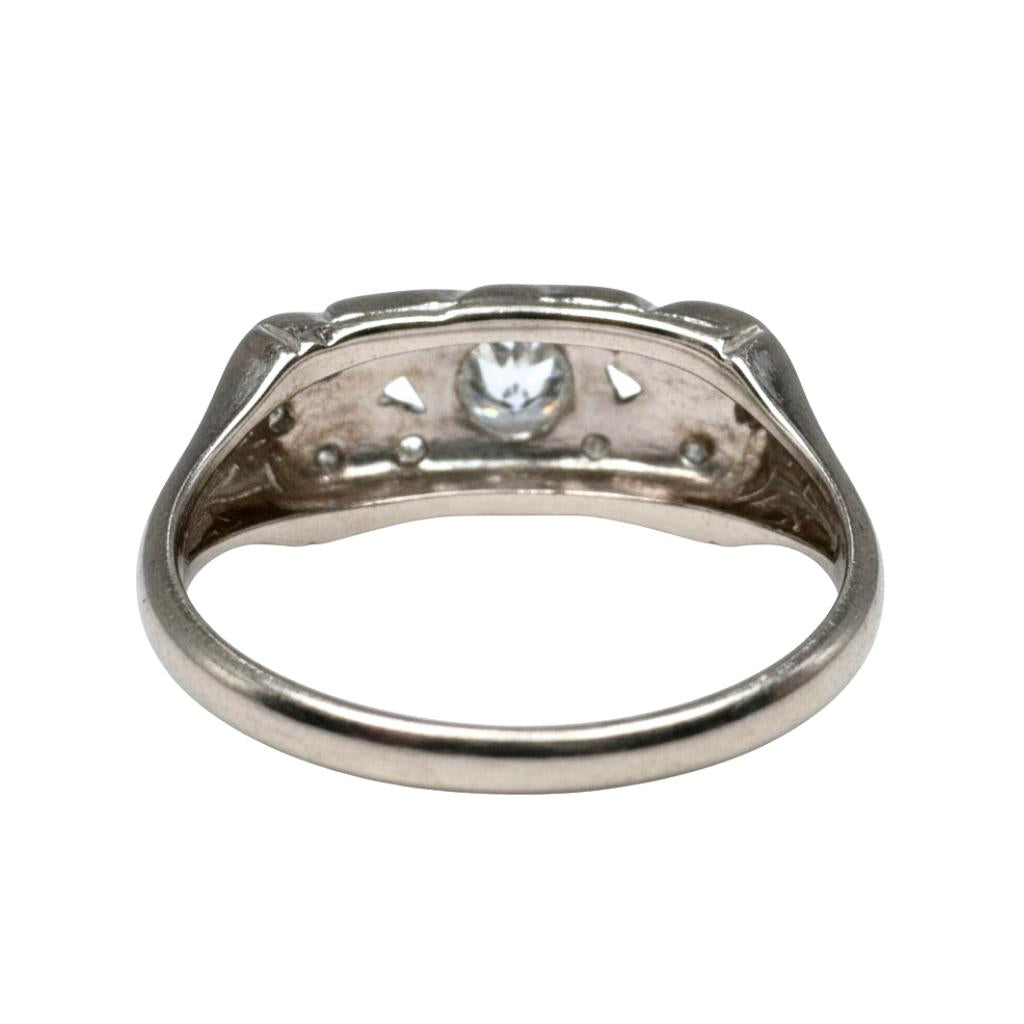 Mid Century Diamond 14k White Gold Ring
