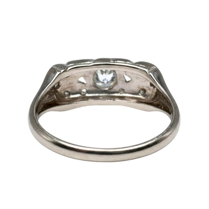 Mid Century Diamond 14k White Gold Ring