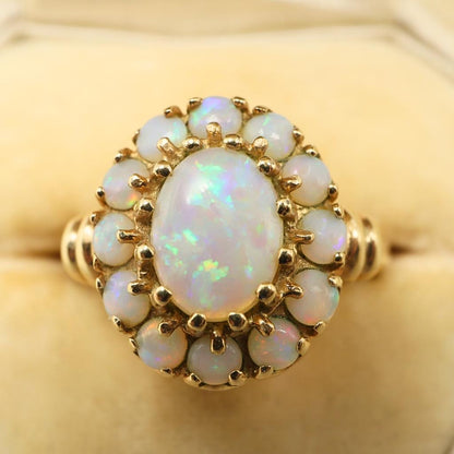 Vintage Opal 10k Yellow Gold Cluster Ring