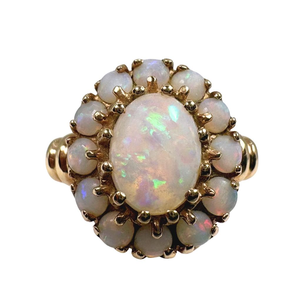Vintage Opal 10k Yellow Gold Cluster Ring