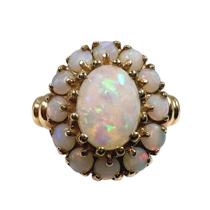 Vintage Opal 10k Yellow Gold Cluster Ring