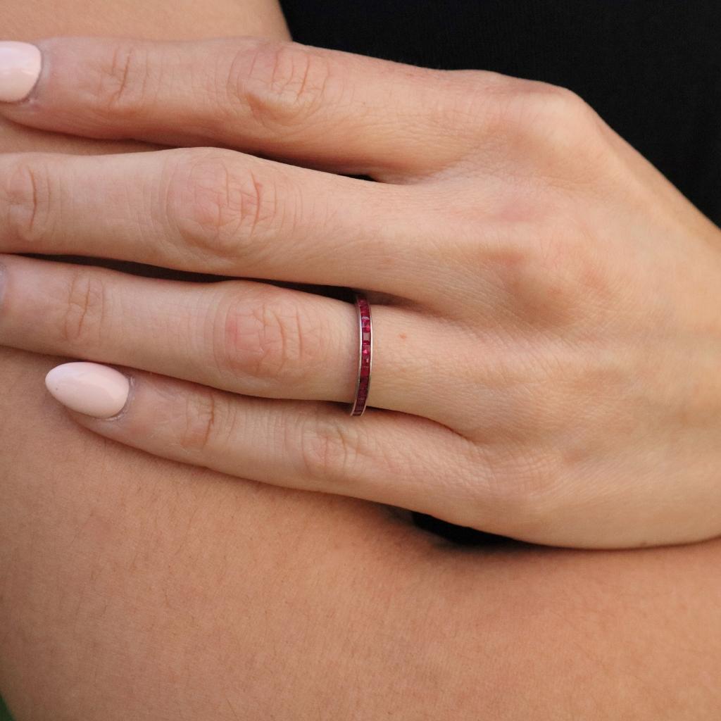 Art Deco Ruby Platinum Eternity Band