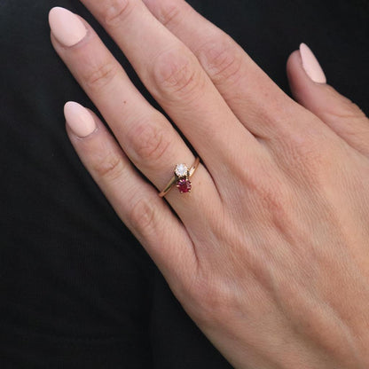 Ruby Diamond 14k Yellow Gold Toi Et Moi Ring