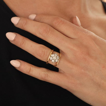 Vintage Diamond 14k Gold Flower Ring